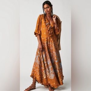 Free People Orange Floral Maxi Dress